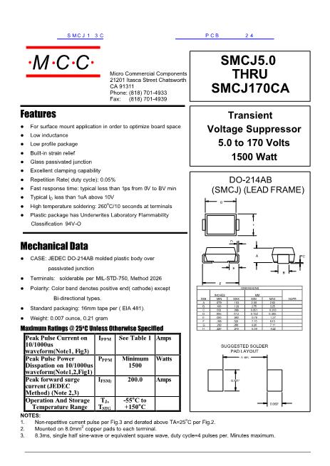 SMCJ1 3C数据手册封面