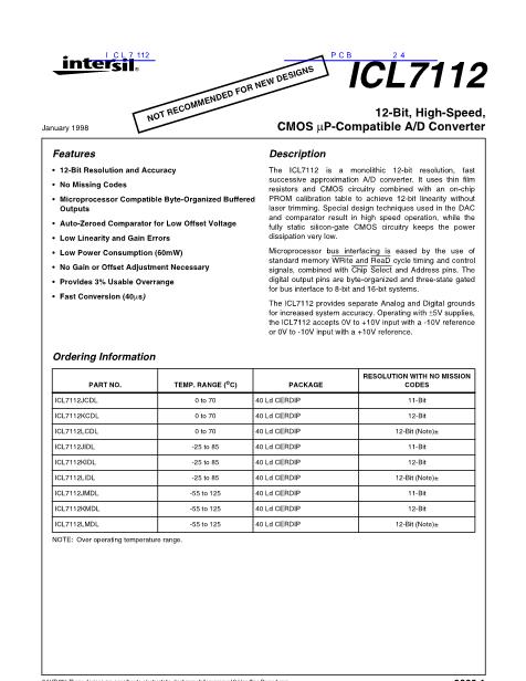 ICL7112数据手册封面