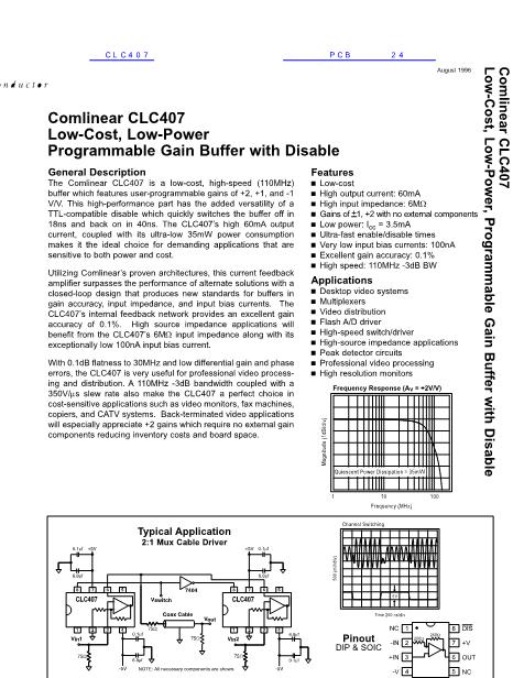 CLC407数据手册封面