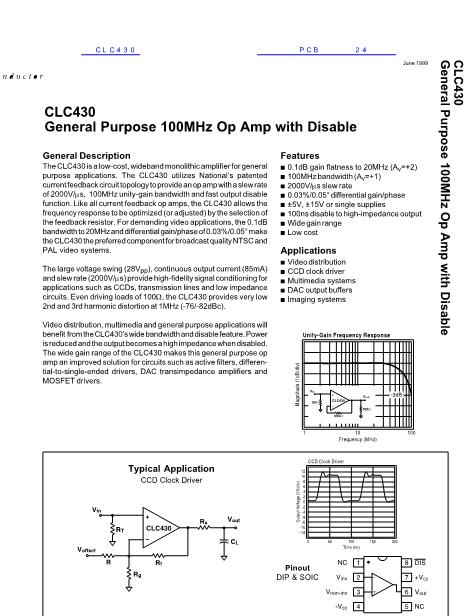 CLC430数据手册封面