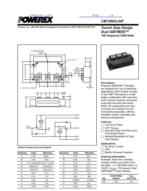 CM150DU-24F數(shù)據(jù)手冊封面