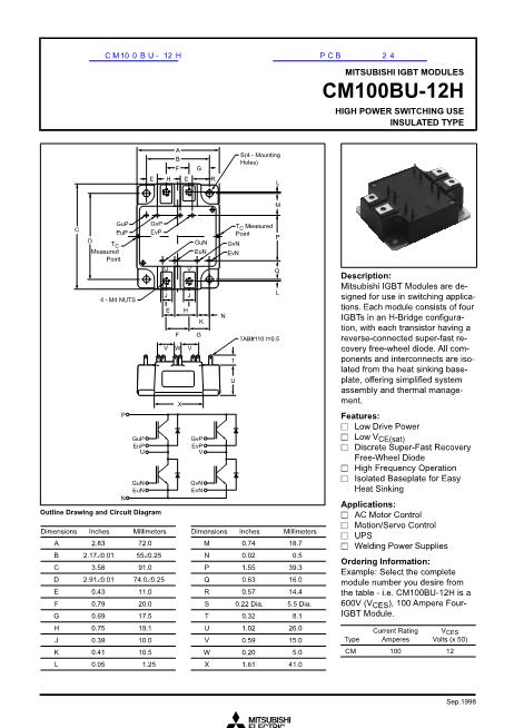 CM100BU-12H數(shù)據(jù)手冊封面