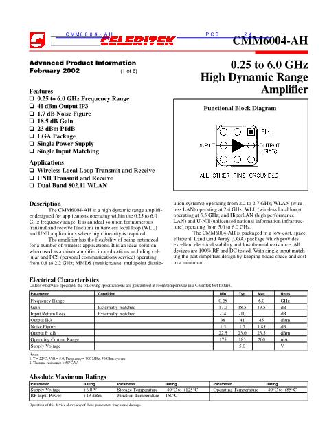 CMM6004-AH數(shù)據(jù)手冊封面