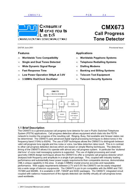 CMX673數(shù)據(jù)手冊(cè)封面
