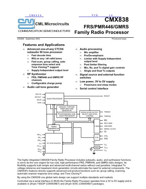CMX838數(shù)據(jù)手冊封面