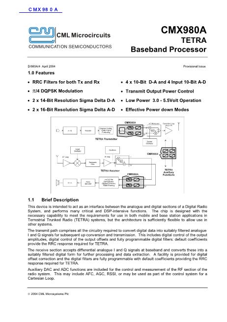 CMX980A數(shù)據(jù)手冊封面