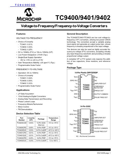 TC9400COD数据手册封面