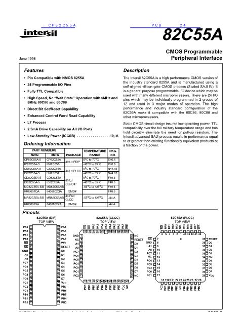 CP82C55A数据手册封面