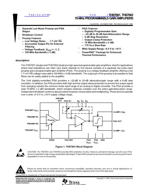 THS7001CPWP數(shù)據(jù)手冊(cè)封面
