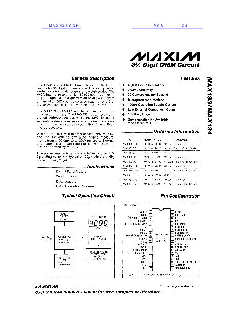 MAX133CQH数据手册封面