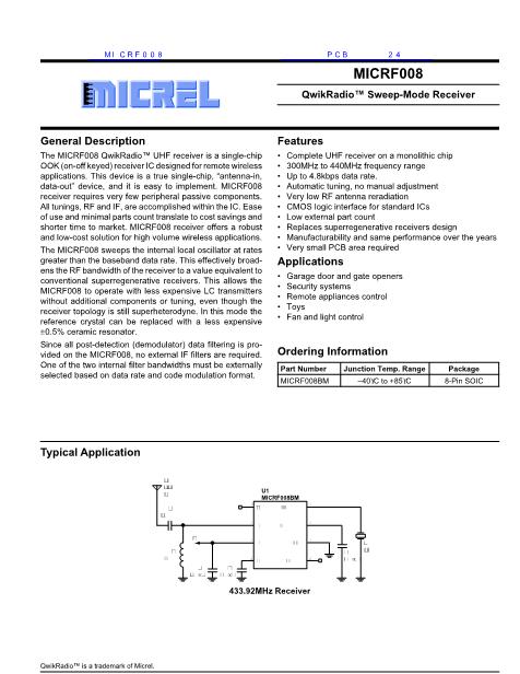 MICRF008数据手册封面