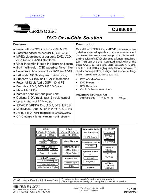CS98000数据手册封面