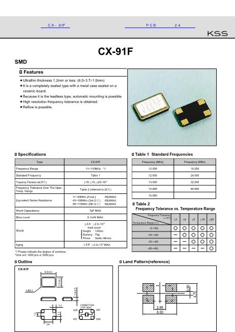 CX-91F数据手册封面