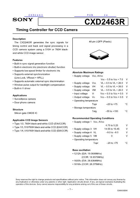 CXD2463数据手册封面