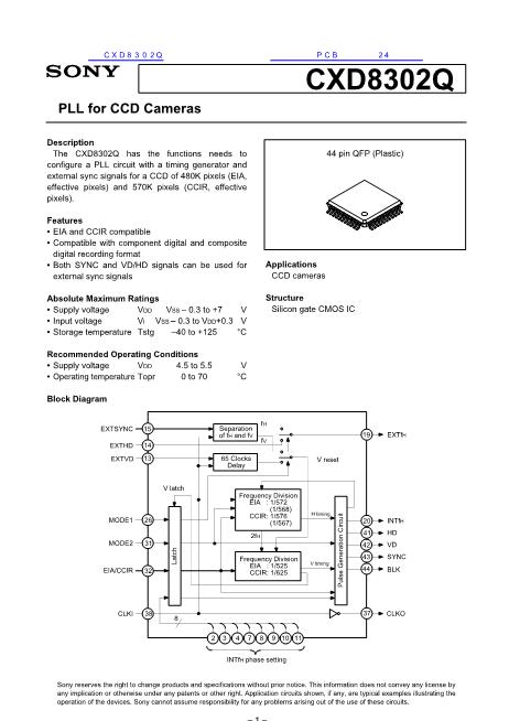 CXD8302Q數(shù)據(jù)手冊封面