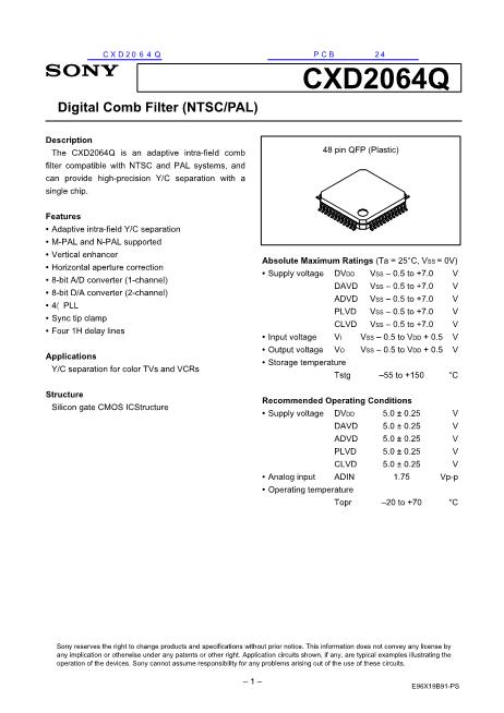 CXD2064Q数据手册封面