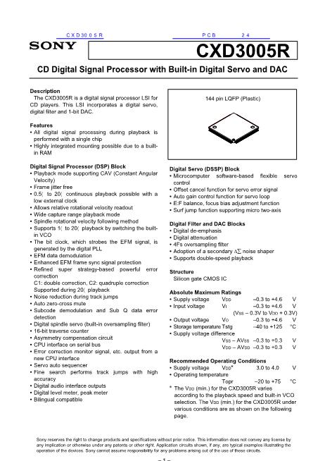 CXD3005R數(shù)據(jù)手冊(cè)封面