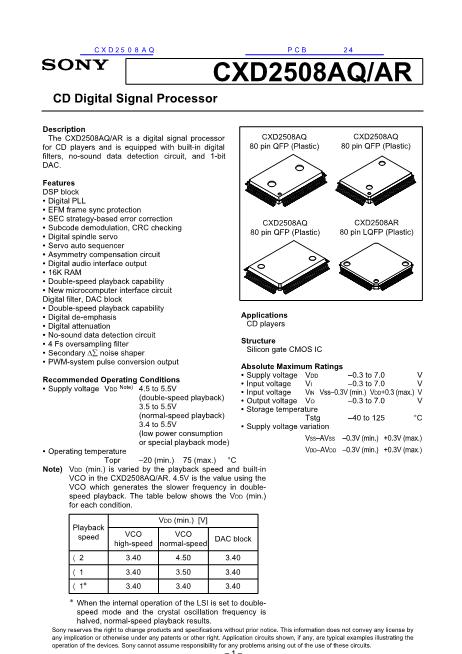 CXD2508AQ數(shù)據(jù)手冊(cè)封面