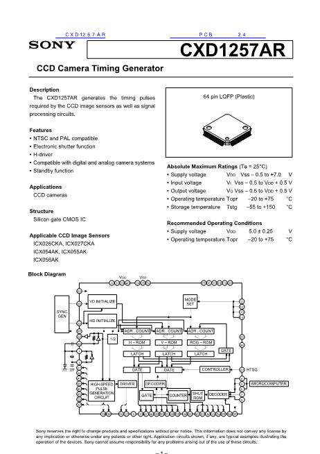 CXD1257AR數(shù)據(jù)手冊封面