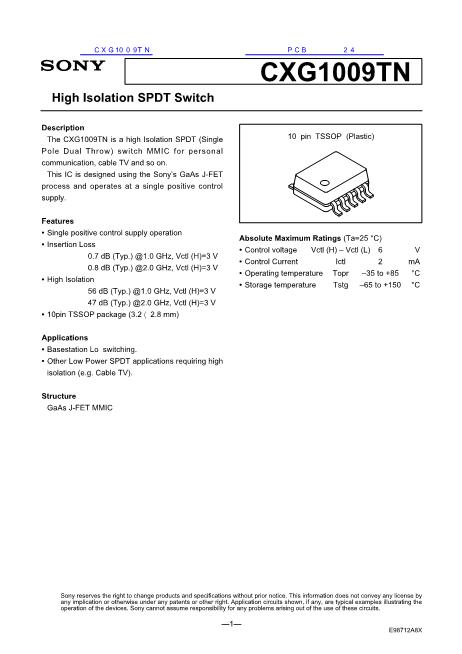 CXG1009TN數據手冊封面