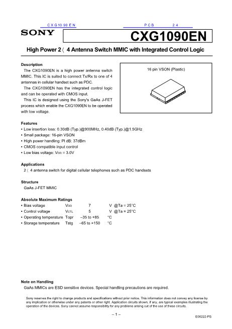CXG1090EN數(shù)據(jù)手冊(cè)封面