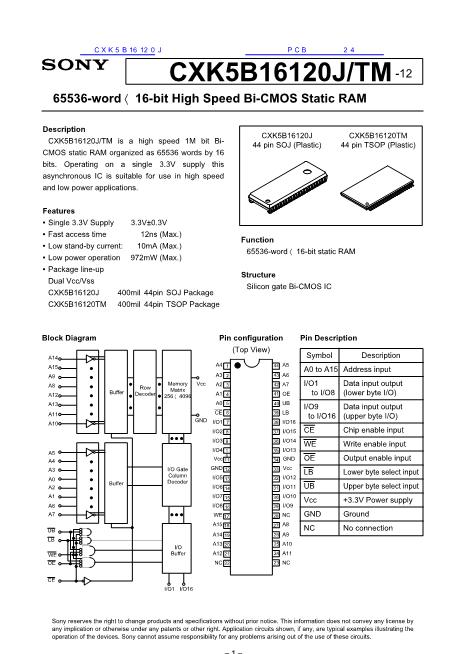 CXK5B16120J數(shù)據(jù)手冊封面