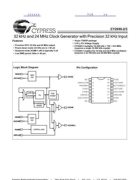 CY2040數(shù)據(jù)手冊封面