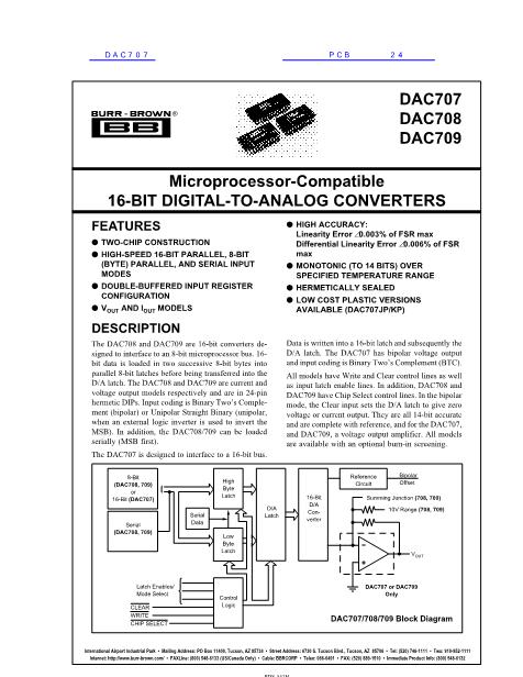 DAC707数据手册封面
