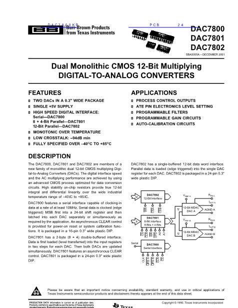 DAC7800KP数据手册封面
