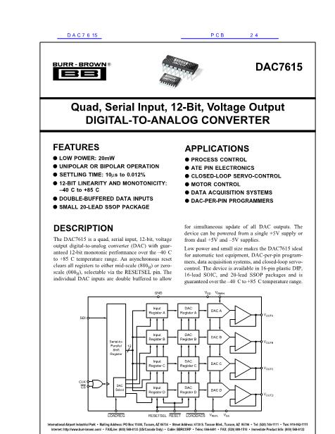 DAC7615数据手册封面