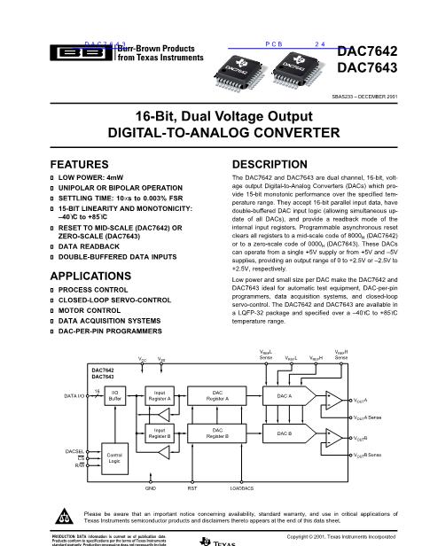 DAC7643数据手册封面