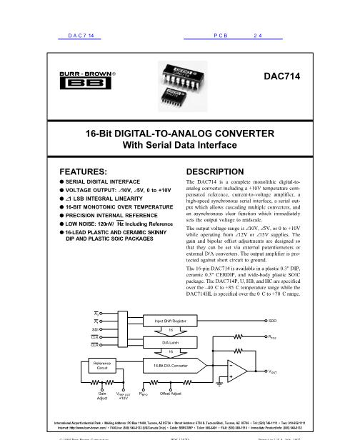 DAC714数据手册封面