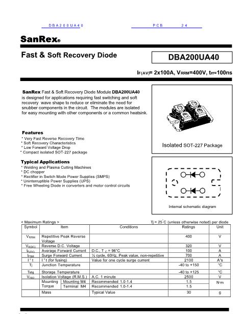 DBA200UA40数据手册封面