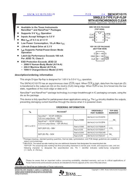 SN74LVC1G175DBVR數(shù)據(jù)手冊(cè)封面