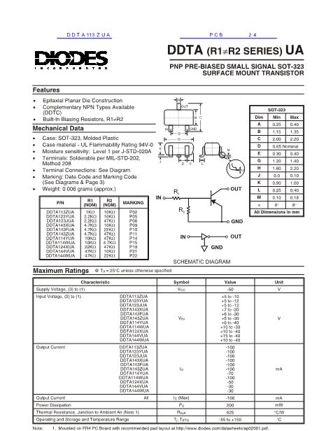 DDTA113ZUA数据手册封面