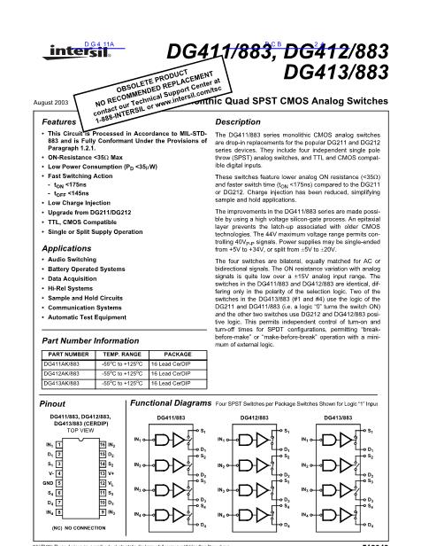 DG411A数据手册封面