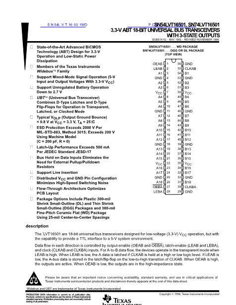 74LVT16501DGGRE4數(shù)據(jù)手冊(cè)封面