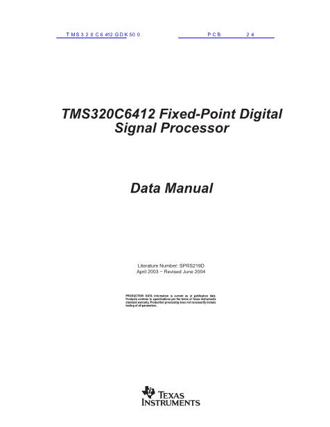TMS320C6412GDK500数据手册封面