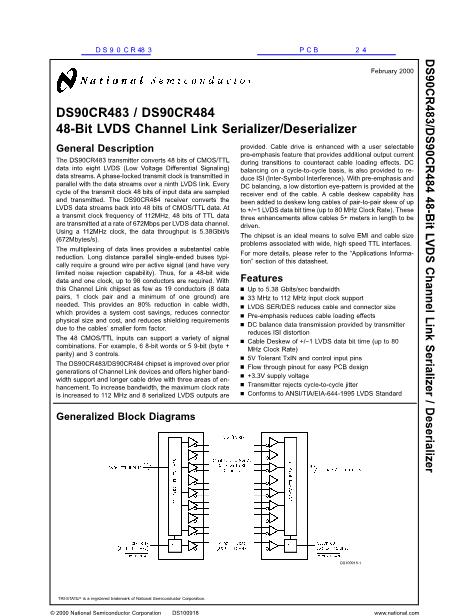 DS90CR483数据手册封面