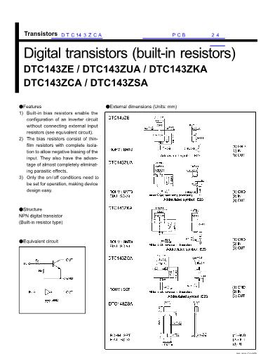 DTC143ZCA数据手册封面