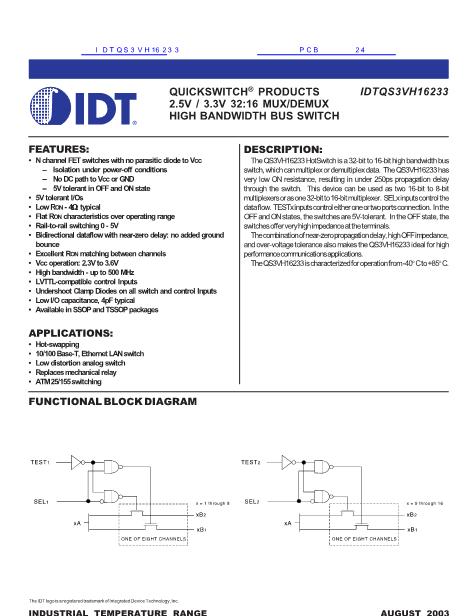 IDTQS3VH16233數(shù)據(jù)手冊封面