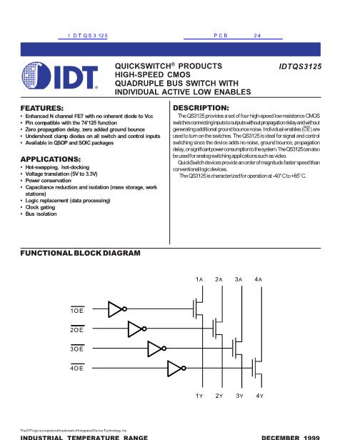 IDTQS3125数据手册封面