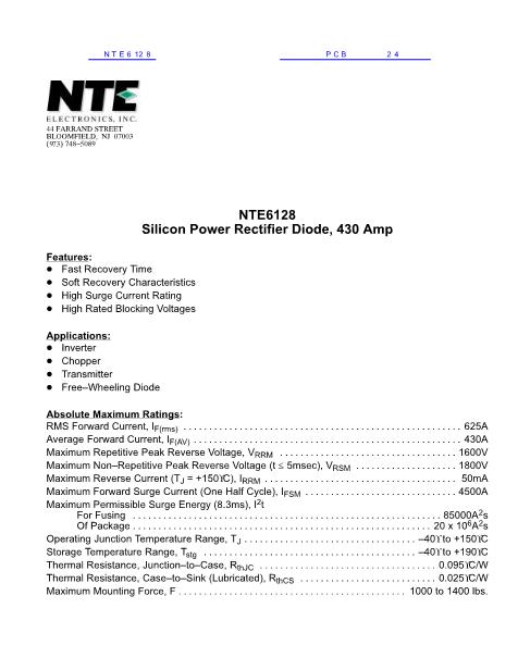 NTE6128數(shù)據(jù)手冊封面