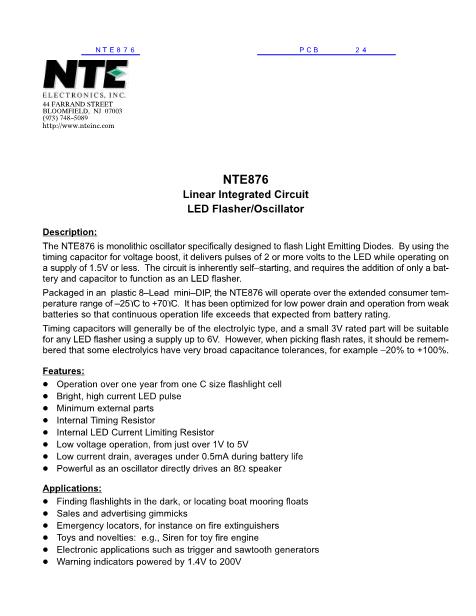 NTE876數(shù)據(jù)手冊封面