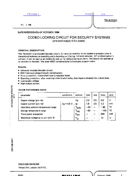 TEA5501數(shù)據(jù)手冊(cè)封面