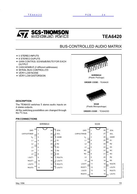 TEA6420数据手册封面