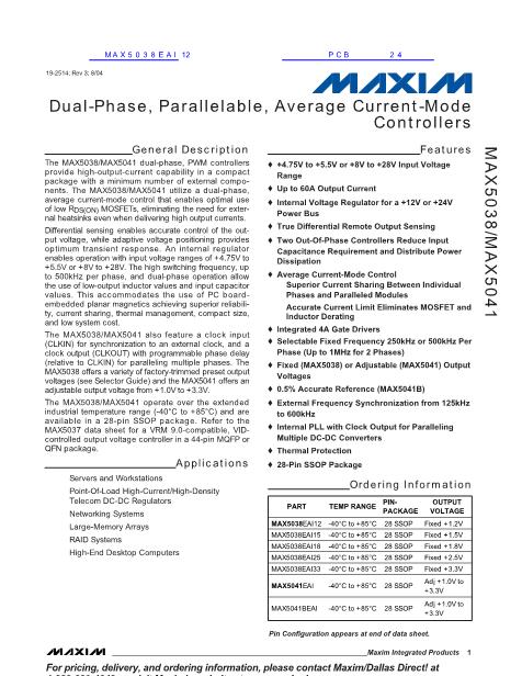 MAX5038EAI12数据手册封面