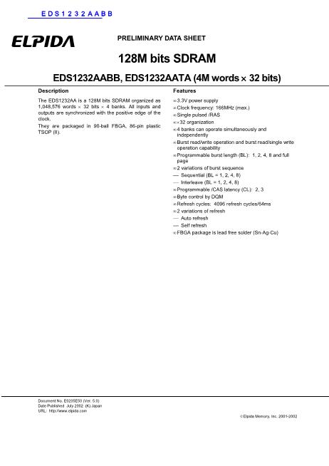 EDS1232AABB數(shù)據(jù)手冊(cè)封面