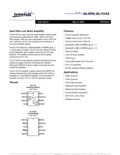 EL1516數(shù)據(jù)手冊(cè)封面