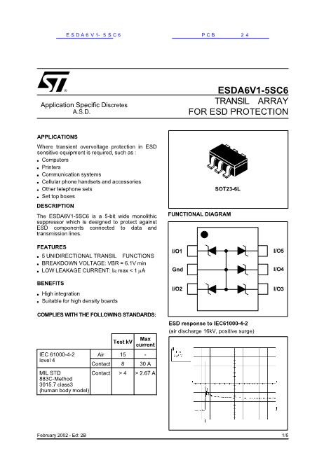 ESDA6V1-5SC6数据手册封面